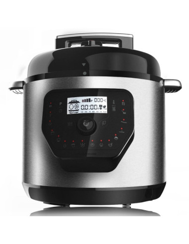 Cecotec H Deluxe Olla GM Programable con Tapa Abatible - Capacidad 6L - Antiadherente - Bascula - Pantalla LCD - Ergonomico - Te