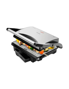 Cecotec Rock'nGrill 1000 Parrilla Electrica - 1000W - Antiadherente - Placa Flotante Ajustable - Bandeja Recogegrasas - Asa de T