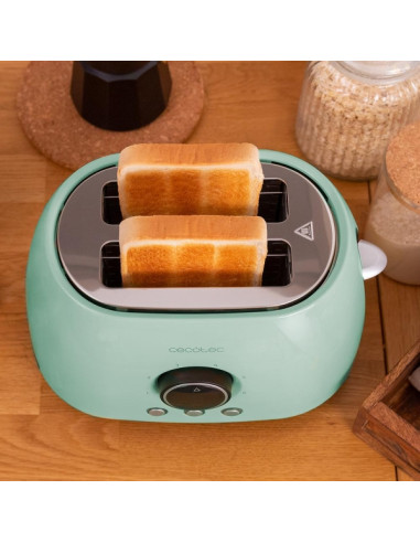 Cecotec ClassicToast 8000 Tostadora de Doble Ranura - 800W - Pantalla Digital - Ranura Ancha - 3 Funciones - Calienta Panecillos