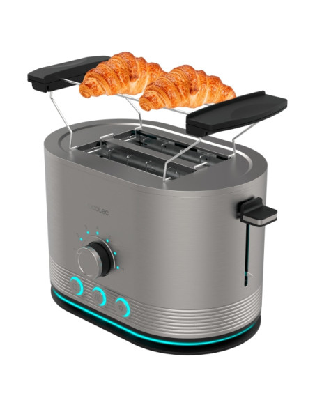 Cecotec Shine and Toast Double Tostadora Doble - Potencia 850W - Ranura Ancha - Acabados en Acero Inoxidable - 7 Niveles de Tost