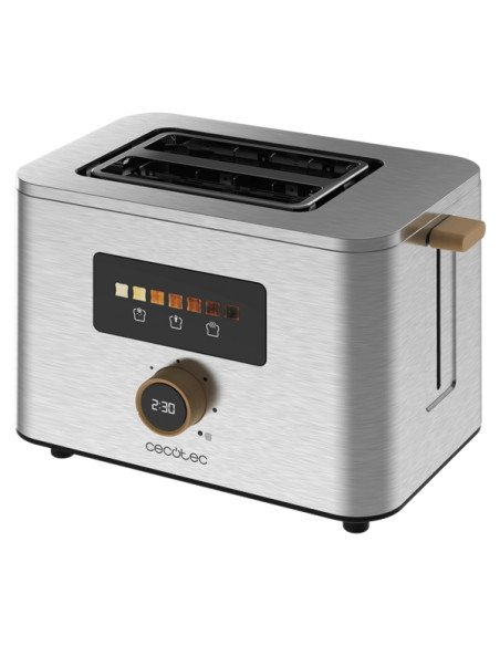 Cecotec TouchandToast Double Tostadora de Doble Ranura Ancha - 950W - Control Tactil y Pantalla a Color - Autocentrado - 7 Nivel