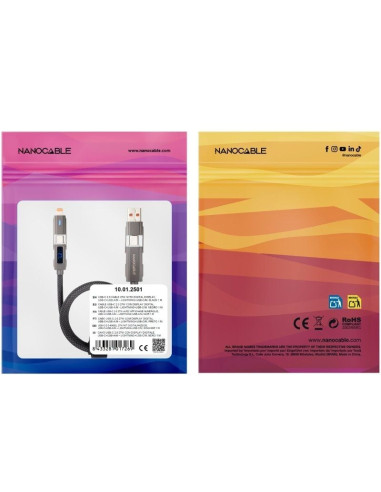 Cable USB 2.0 Tipo-C Nanocable 10.01.2501/ USB Tipo-C Macho + USB Macho - USB Tipo-C Macho + Lightning Macho/ Hasta 27W/ 480Mbps