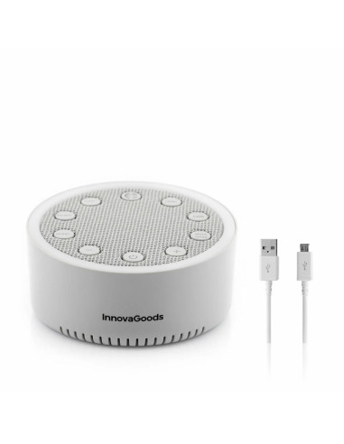 Innovagoods Slewel Maquina de Ruido Blanco - Autonomia 60min - Relajacion con Luz y Sonido - Bateria 400mAh - Antideslizante - A