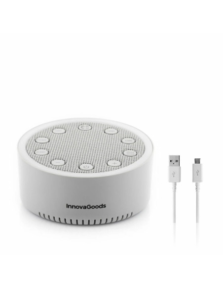 Innovagoods Slewel Maquina de Ruido Blanco - Autonomia 60min - Relajacion con Luz y Sonido - Bateria 400mAh - Antideslizante - A