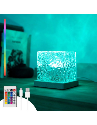 Innovagoods Boralamp Proyector de Auroras Boreales - Autonomia 120min - Cable USB-C - Bateria 1200mAh - Luz LED RGB - Recargable