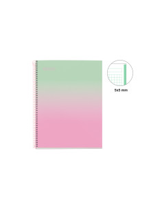 Cuaderno espiral miquelrius din a4 80 hojas cuadro 5 mm 90 gr gradient rosa verde menta 2