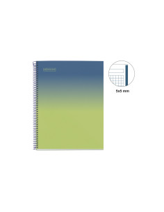 Cuaderno espiral miquelrius din a4 80 hojas cuadro 5 mm 90 gr gradient azul/limon 2