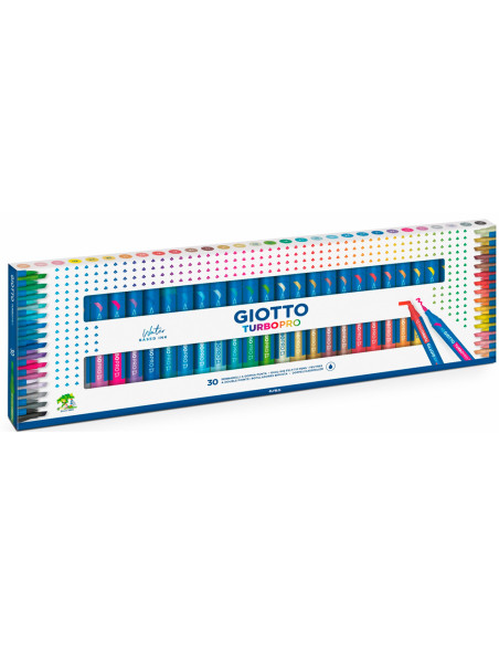 Rotulador giotto turbo pro doble punta caja de 30 unidades colores surtidos