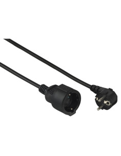 Hama  Cable de Alimentacion Alargador Acodado - Potencia Maxima 3680W - Longitud 2m - Seccion 1.5mm2 - Schuko CEE7 - Color Negro
