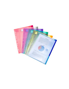 Funda multitaladro djois polipropileno con velcro din a4 pack de 12 unidades colores surtidos