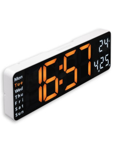 Hama Santa Cruz Reloj de Pared Digital - Termometro - Alarma - Fecha - Pantalla Grande - 32x10x3cm - Color Blanco 2