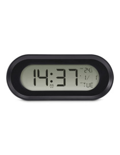 Hama Samos Reloj Despertador Digital - Patalla LCD - Funcion de Repeticion de Alarma - Alarma de Aniversario - Termometro - 15x5