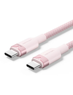 Vention Cable USB-C - Potencia hasta 240W - Longitud 1m - Recubrimiento de Nailon Trenzado - Velocidad hasta 480Mbps - Color Ros