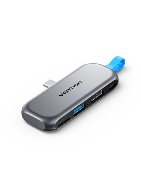Vention Estacion de Docking - Acoplamiento sin Cables con USB-C Macho - Power Delivery 100W - HDMI 4K - USB-C - USB-A - Tarjeta