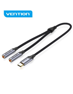 Vention Adaptador USB-C a TRS Restaurar Sonido Original - Alta Fidelidad - Chip VT0200 - Carcasa de Aluminio - Color Gris