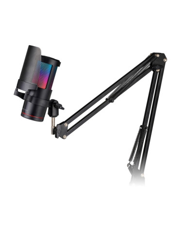 Mars Gaming MMIC-SC Microfono Gaming - Brazo Mecanico Omnidireccional - Filtro Pop de Malla Metalica - Iluminacion ARGB Tactil -