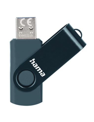 Hama Rotate Memoria Pendrive USB 3.0 - 256GB de Capacidad - 90Mb/s de Transferencia - Tapa Giratoria - Cuerpo Metalico - Color A