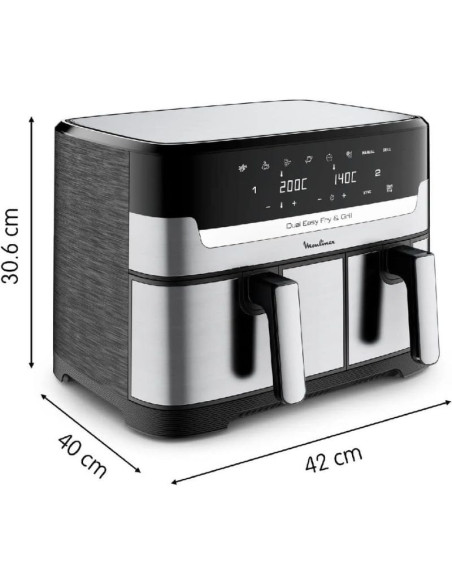 Freidora por Aire Airfryer / Sin Aceite Moulinex Dual Easy Fry & Grill/ 2450W/ Capacidad 8.3L