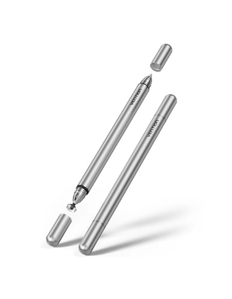 Vention Lapiz Digital 2 en 1 para Tablet y Smartphone - Magnetico - Aluminio - Doble Punta Reemplazable - 8.9x146.5mm - Color Gr