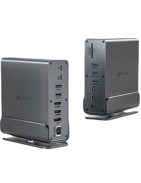 Leotec LEDS06 Docking Station USB C 15 en 1 - 2x HDMI 4K + DisplayPort - Power Delivery 100W - Ethernet Gigabit - 5x USB + USB C