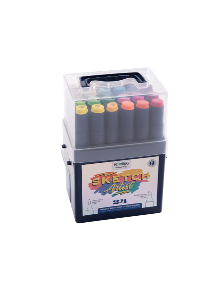 Rotulador mooving sketch artist doble punta pincel/biselada caja de 24 unidades colores surtidos