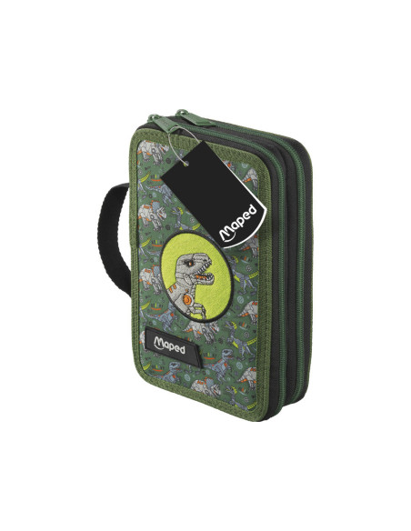 Plumier escolar maped doble cremallera dinosaurio 38 piezas