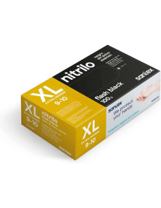 Santex Flash Black Pack de 100 Guantes de Nitrilo Talla XL - 6 gramos - Sin Polvo - Libre de Latex - No Esteriles - Color Negro
