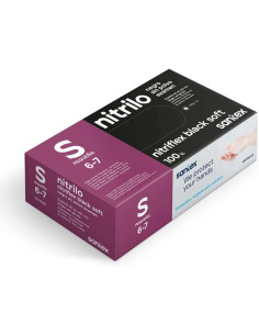 Santex Nitriflex Black Soft Pack de 100 Guantes de Nitrilo para Examen Talla S - 3.5 gramos - Sin Polvo - Libre de Latex - No Es