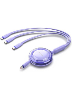 Cable USB Tipo-C 2.0 5A Vention TRKVBE/ USB Tipo-C Macho - 3x USB Tipo-C Macho/ Hasta 100W/ 480Mbps/ 1.1m/ Morado