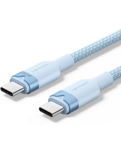Cable USB 2.0 Tipo-C 5A Vention TRISH/ USB Tipo-C Macho - USB Tipo-C Macho/ Hasta 240W/ 480Mbps/ 2m/ Azul