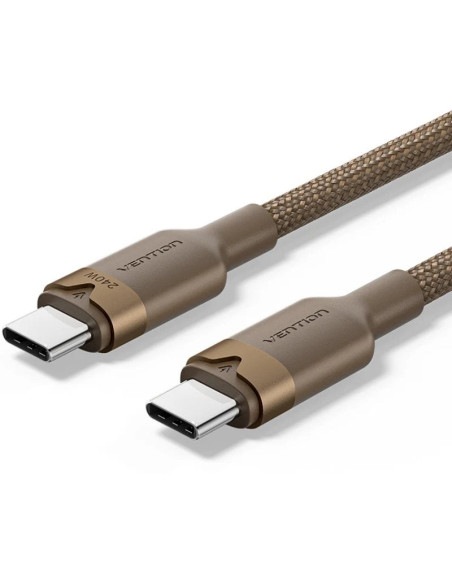 Cable USB 2.0 Tipo-C 5A Vention TRIJF/ USB Tipo-C Macho - USB Tipo-C Macho/ Hasta 240W/ 480Mbps/ 1m/ Dorado