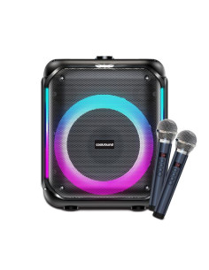 Coolsound Partybox Altavoz Karaoke 8" - Bluetooth - 30W - Iluminacion RGB - 2 Microfonos Inalambricos Incluidos - Entrada para
