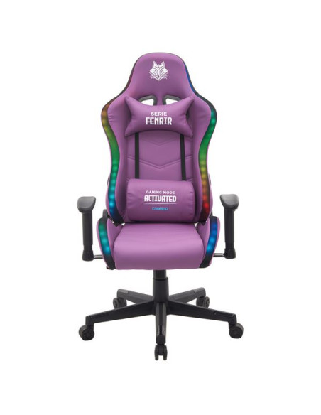 Cromad Serie Fenrir Silla Gaming RGB - Estructura Robusta - Piel Sintetica de Alta Calidad - Altura Regulable con Piston de Gas