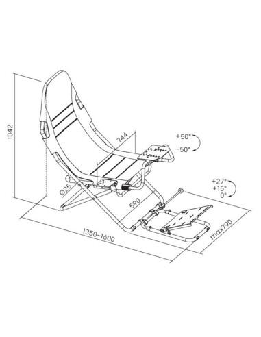 Cromad Slim Racing Seat Asiento Simulador de Carreras - Soporte para Pedales y Volante Ajustables - Diseño Plegable