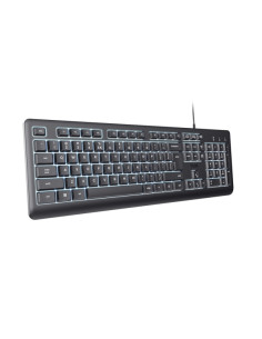Trust Primo Teclado de Formato Completo con Cable USB-C - Retroiluminacion LED - Proteccion contra Derrames - 104 Teclas Silenci