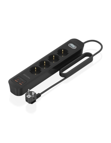 Aisens Regleta con 4 Tomas Schuko - 2xUSB-C - 2xUSB-A - Cable de 1.4m - Interruptor con Indicador LED - Power Delivery - Qualcom