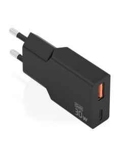 Aisens Cargador de Pared - 30W - GaN - 1xUSB-C - 1xUSB-A - Power Delivery 3.0 - Ultra Delgado - Multiples Protecciones de Seguri
