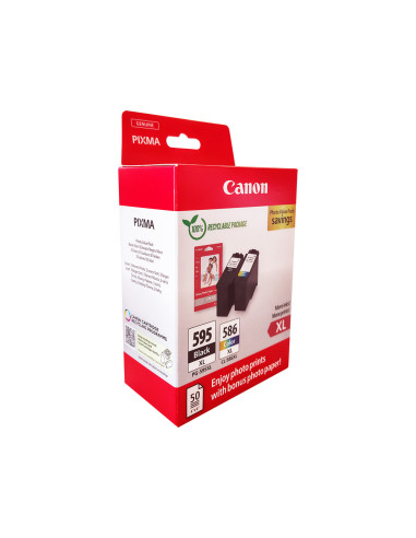 Ink-jet canon multipack pg595xl negro + cl586xl color + 50 hojas papel foto 10x15 cm