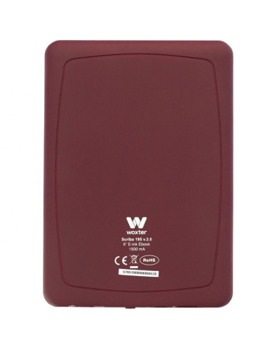 Libro Electrónico Ebook Woxter Scriba 195/ 6"/ Tinta Electrónica/ Rojo