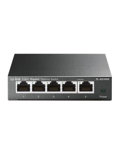 TP-Link TL-SG105S Switch 5 Puertos RJ45 100Mbps - No Administrado - Soporta QOS - Indicadores LED - Plug and Play - Color Negro