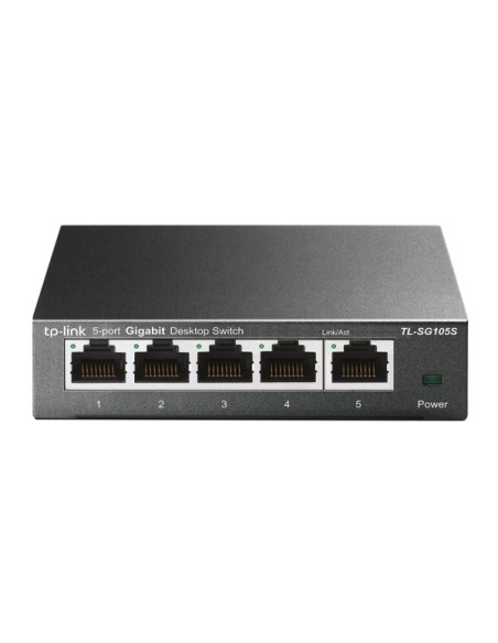 TP-Link TL-SG105S Switch 5 Puertos RJ45 100Mbps - No Administrado - Soporta QOS - Indicadores LED - Plug and Play - Color Negro