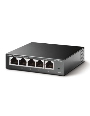 TP-Link TL-SG105S Switch 5 Puertos RJ45 100Mbps - No Administrado - Soporta QOS - Indicadores LED - Plug and Play - Color Negro