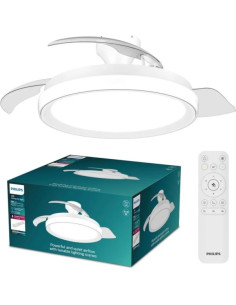 Philips Bliss DC Fan Ceiling Ventilador de Techo con Luz LED Hasta 6500K - Aspas Retractiles - 35W Ventilador + 28W Luz - Mando