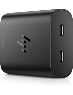 HP Cargador USB C GaN 65W - 2 Puertos Carga Simultanea - Diseño Compacto y Ligero - Color Negro