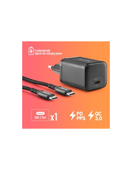 NGS BUD65W AC Cargador GaN 65W para Portatiles Acer - USB C Power Delivery y PPS - 4 Conectores DC Incluidos - Cable USB C 1.5m