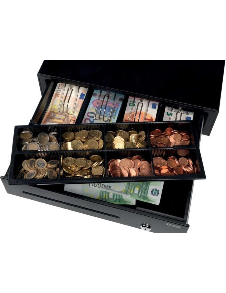 Safescan SD-4141 Cajon Portamonedas - 8 Compartimentos para Monedas - 4 Compartimentos para Billetes - hasta 1 Millon de Apertur