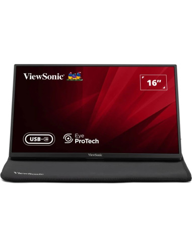 ViewSonic VA1650 Monitor Portatil 16" IPS FHD 60Hz - Respuesta 7ms - Altavoces 2W - HDMI, USB-C - VESA 75x75 mm - Color Negro