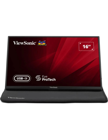 ViewSonic VA1650 Monitor Portatil 16" IPS FHD 60Hz - Respuesta 7ms - Altavoces 2W - HDMI, USB-C - VESA 75x75 mm - Color Negro