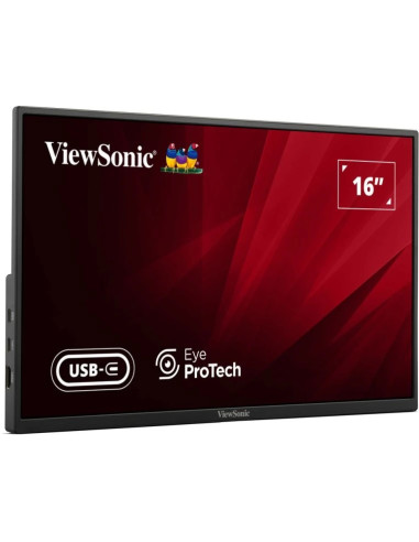 ViewSonic VA1650 Monitor Portatil 16" IPS FHD 60Hz - Respuesta 7ms - Altavoces 2W - HDMI, USB-C - VESA 75x75 mm - Color Negro