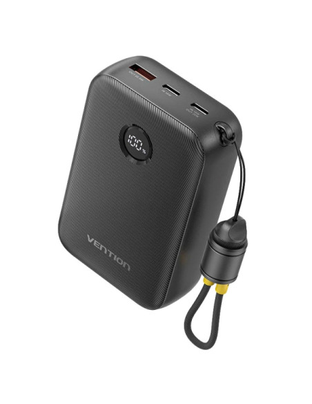 Vention Powerbank de 20000mAh - Potencia de Salida hasta 22.5W - USB-A - USB-C - Pantalla LED - Cable USB-C de 17cm - Apto para